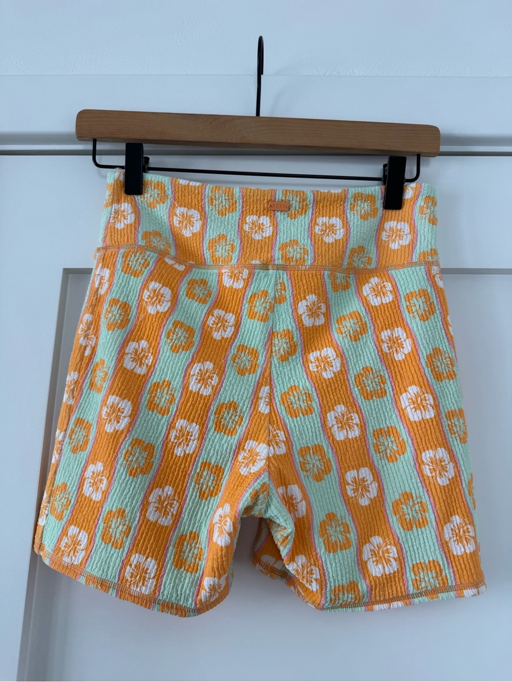 Roxy Hibiscus swim Bike Shorts - Orange & Aqua - Picture 3 of 4